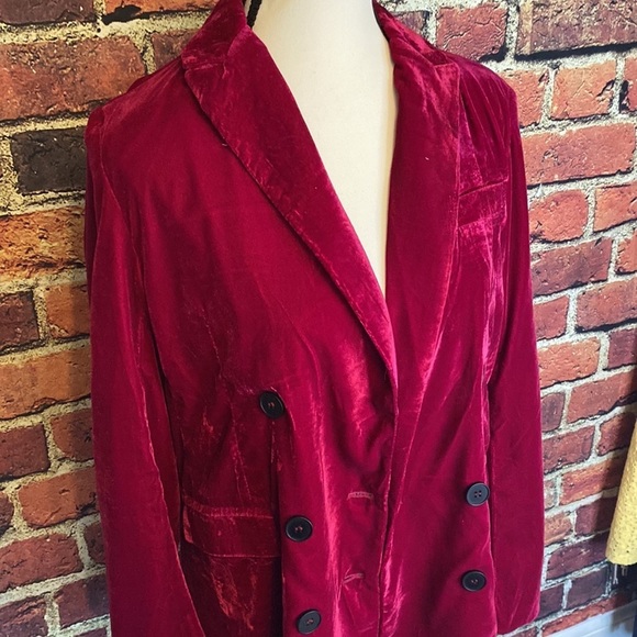 Sans Souci Pink Fuchsia Velvet Plush Double Breasted Blazer Size S - Picture 3 of 10
